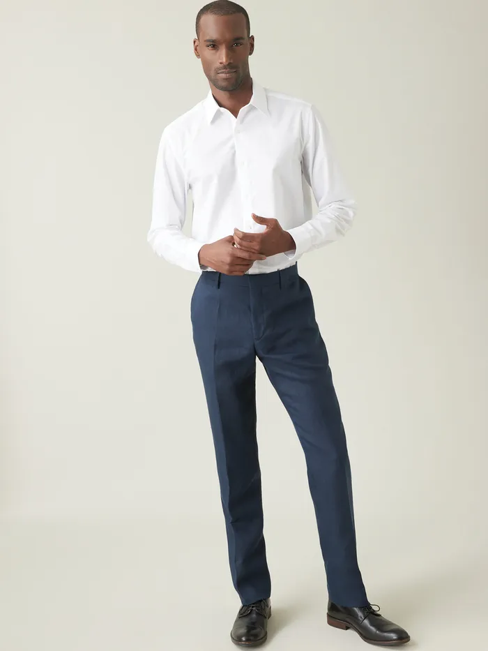 Men Cyrillus Clothing Plain EasyCare Regular Fit Poplin Shirt Blanc