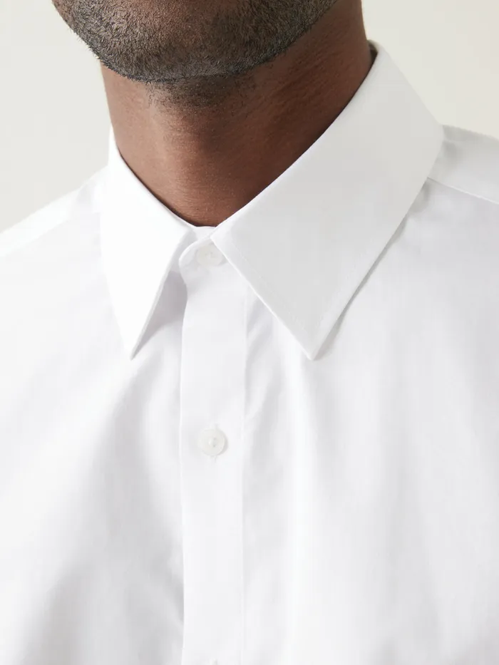 Men Cyrillus Clothing Plain EasyCare Regular Fit Poplin Shirt Blanc