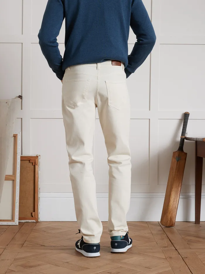 Men Cyrillus Clothing Regular CreamColored Jeans In An Organic Cotton With EcoFriendly Wash Ecru