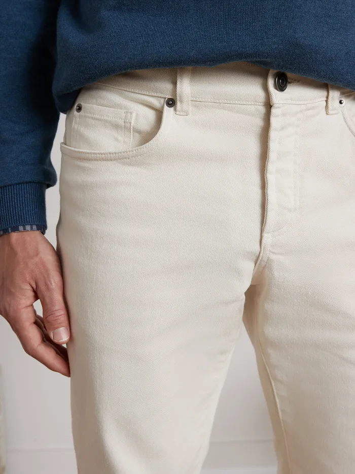 Men Cyrillus Clothing Regular CreamColored Jeans In An Organic Cotton With EcoFriendly Wash Ecru