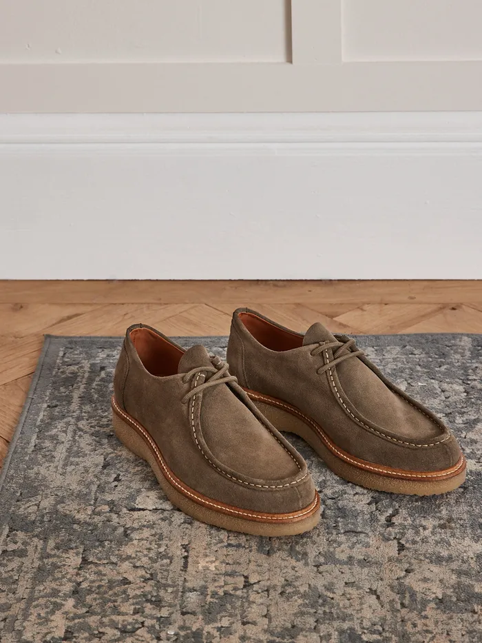 Men Cyrillus Shoes Leather Split Leather Derby Shoes Kaki