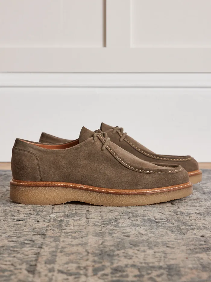 Men Cyrillus Shoes Leather Split Leather Derby Shoes Kaki