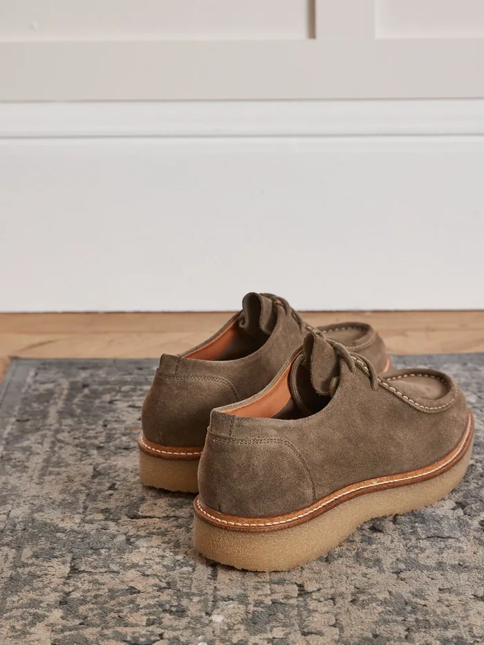 Men Cyrillus Shoes Leather Split Leather Derby Shoes Kaki