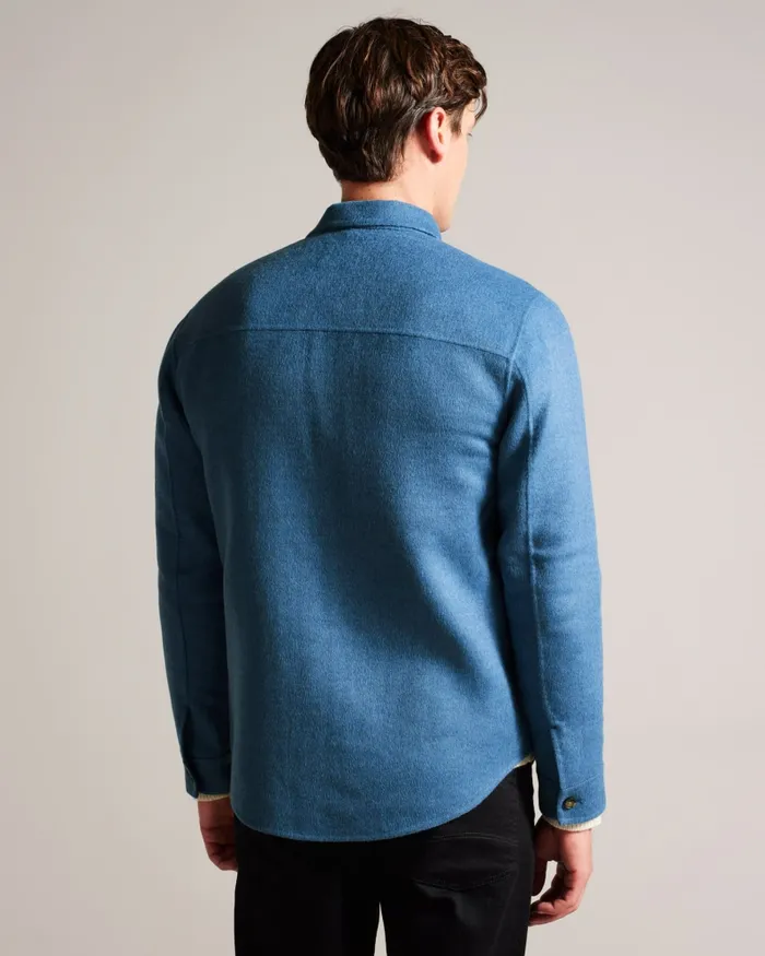 Men DALCH 8211 Wool Blend Overshirt Medium Blue Ted Baker Shirts