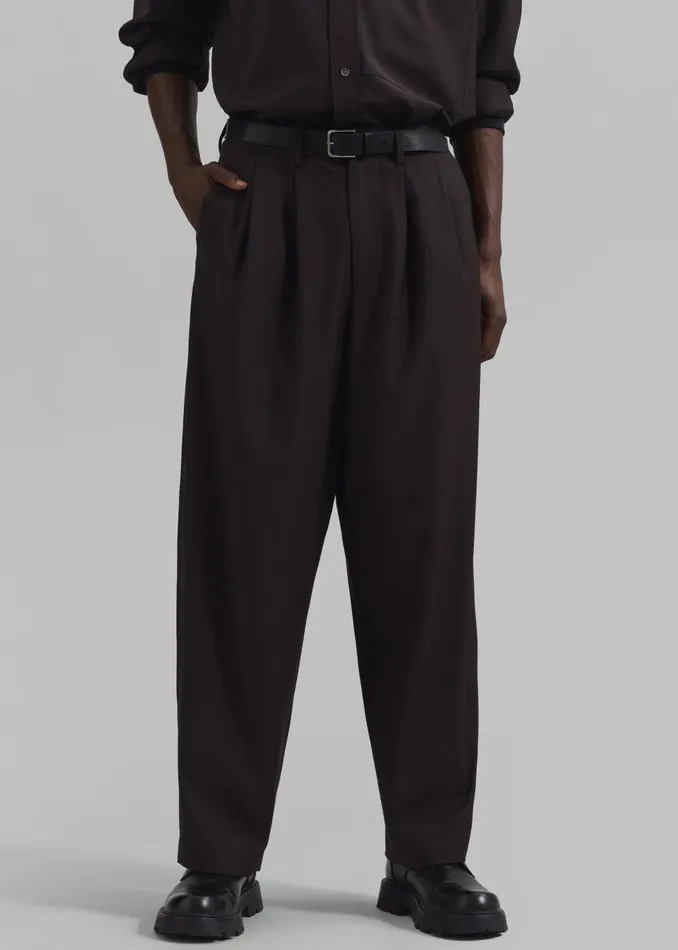 Men Dalton Wool Blend Trousers 8211 Brown The Frankie Shop Bottoms