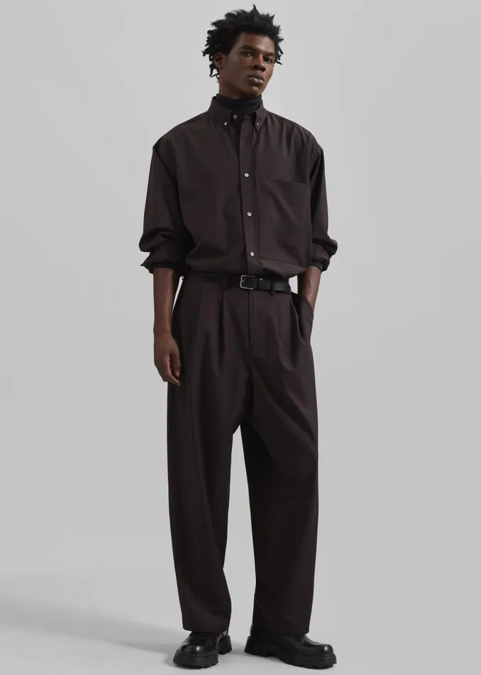 Men Dalton Wool Blend Trousers 8211 Brown The Frankie Shop Bottoms