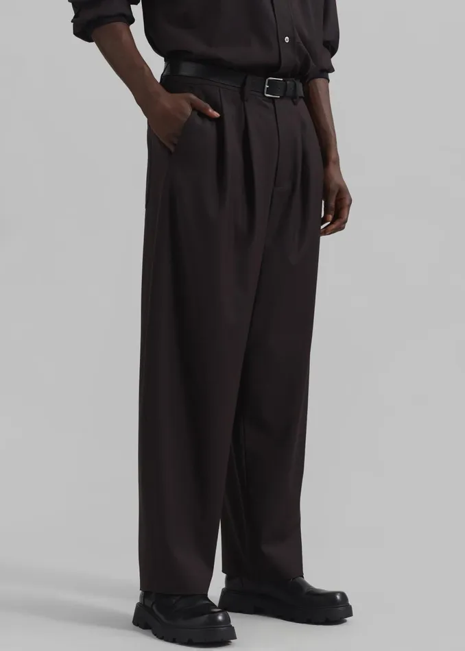 Men Dalton Wool Blend Trousers 8211 Brown The Frankie Shop Bottoms