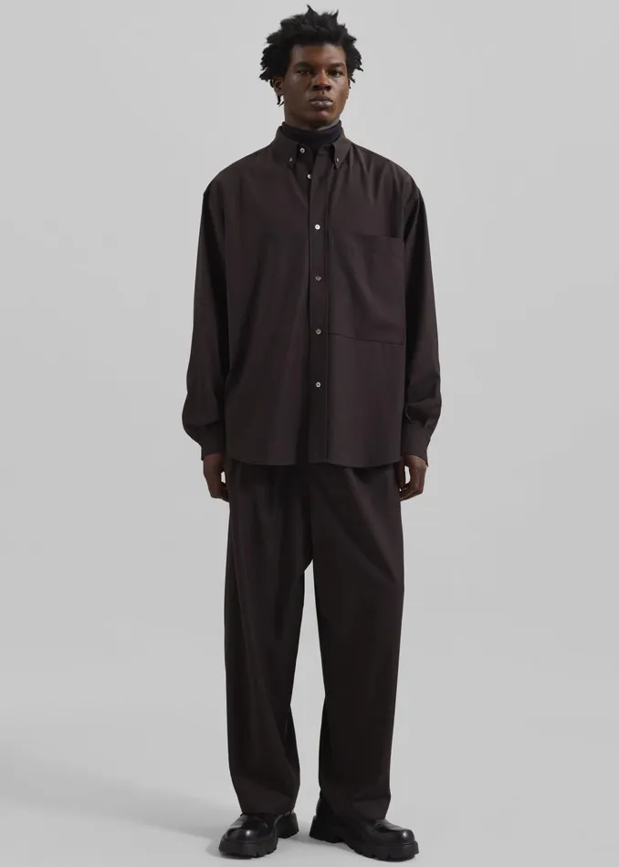 Men Dalton Wool Blend Trousers 8211 Brown The Frankie Shop Bottoms