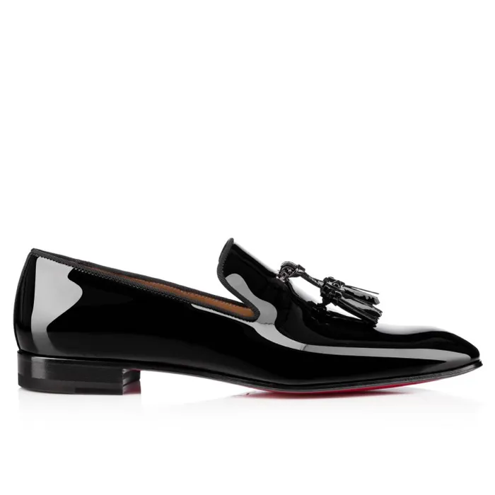 Men Dandelion Tassel Loafers 8211 Patent Calf Leather 8211 Black Christian Louboutin Loafers and Moccasins
