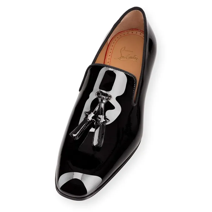Men Dandelion Tassel Loafers 8211 Patent Calf Leather 8211 Black Christian Louboutin Loafers and Moccasins