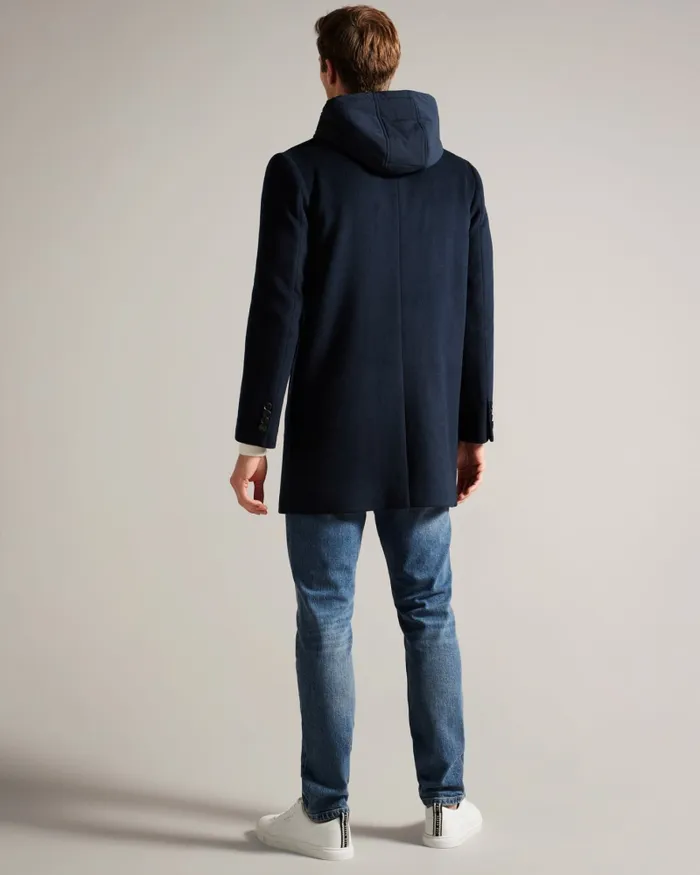 Men DONLON 8211 Wool Coat With Hooded Lining Navy Ted Baker Coats and Jackets Men DONLON 8211 Wool Coat With Hooded Lining Navy Ted Baker Coats and Jackets