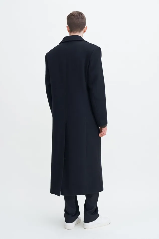 Men Double Breasted Wool Coat Black Filippa K Outerwear
