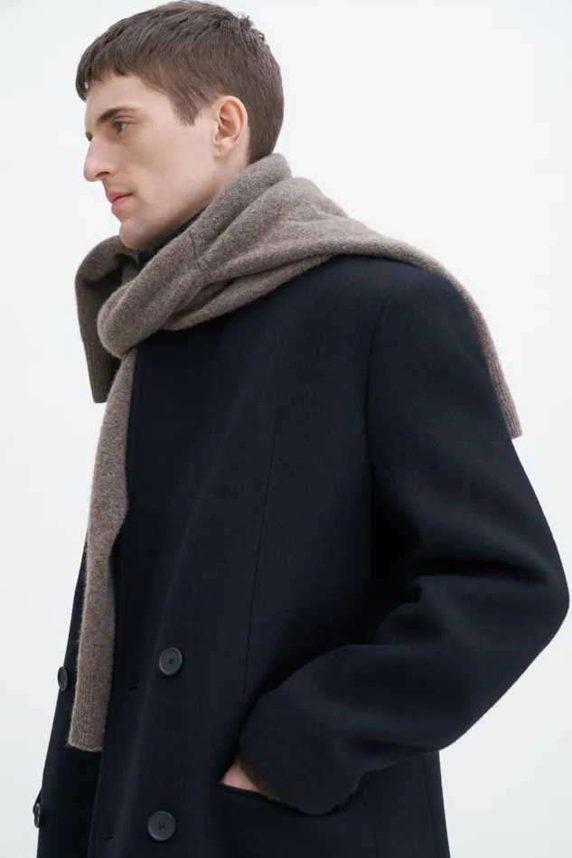 Men Double Breasted Wool Coat Black Filippa K Outerwear