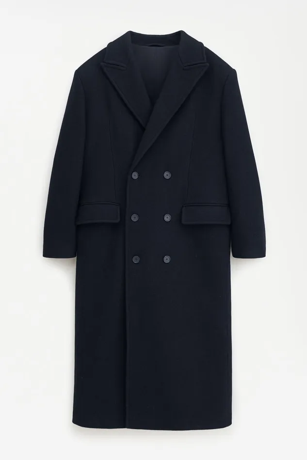 Men Double Breasted Wool Coat Black Filippa K Outerwear
