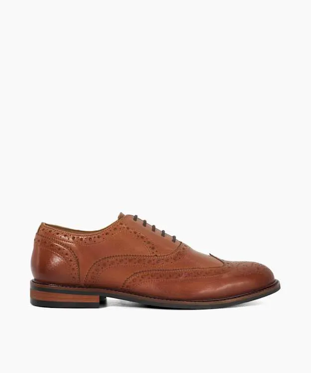 Men Dune London Brogues Lace Up Formal Oxford Shoes Brown