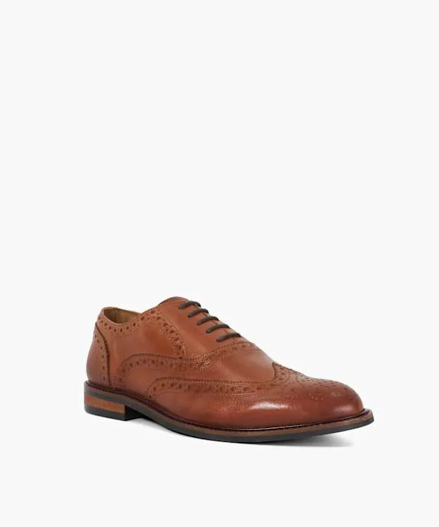 Men Dune London Brogues Lace Up Formal Oxford Shoes Brown