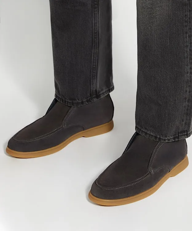 Men Dune London Casual Boots Suede Round Toe SlipOn Ankle Boots Grey