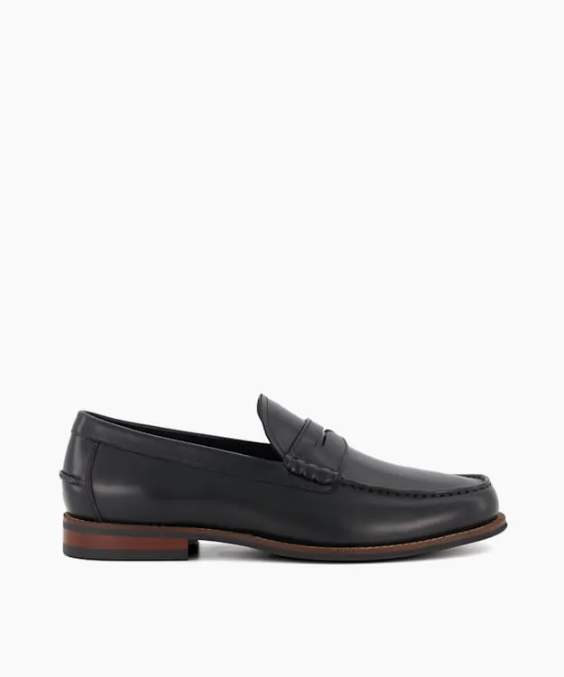 Men Dune London Loafers Leather PennyTrim Loafers Black