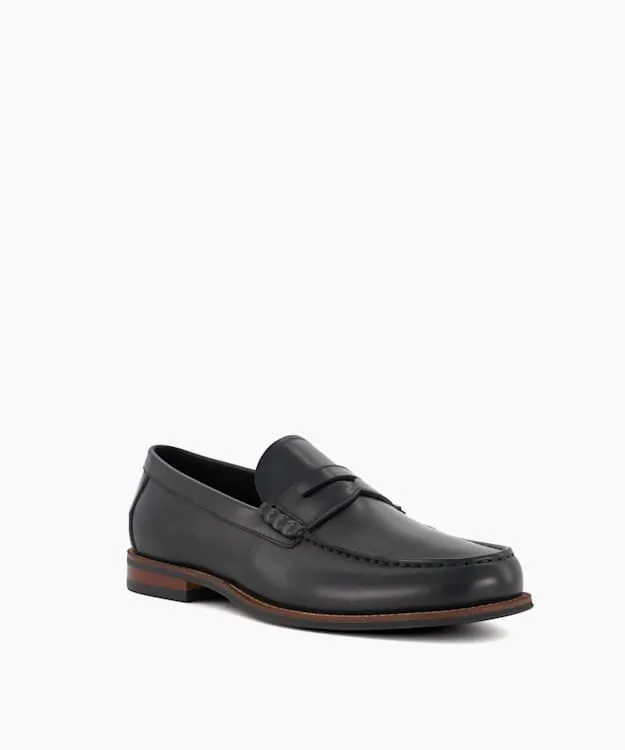 Men Dune London Loafers Leather PennyTrim Loafers Black