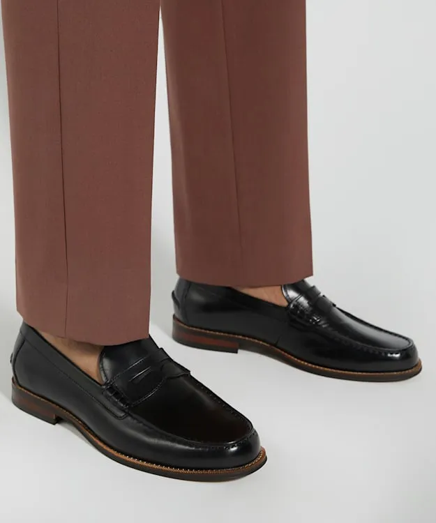 Men Dune London Loafers Leather PennyTrim Loafers Black