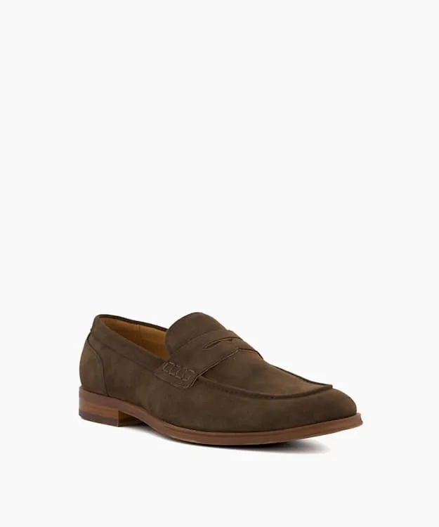 Men Dune London Loafers Suede Moccasin Loafers Brown
