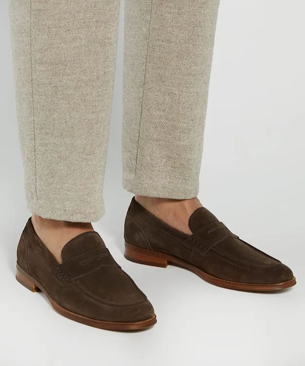 Men Dune London Loafers Suede Moccasin Loafers Brown