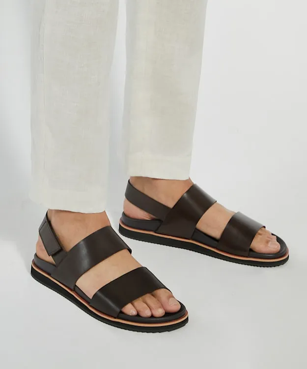 Men Dune London Smart Sandals Utilitarian Strap Sandals Brown