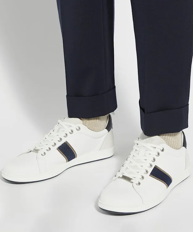 Men Dune London Trainers LaceUp Leather Trainers White