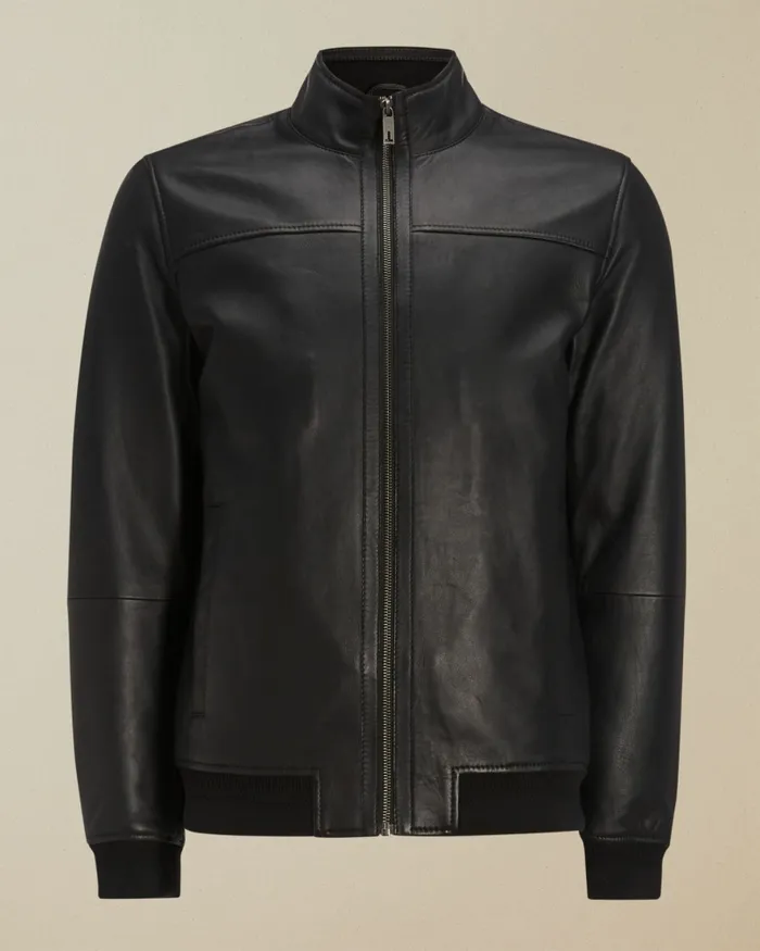 Men DWITE 8211 Leather Bomber Jacket Black Ted Baker Coats and Jackets