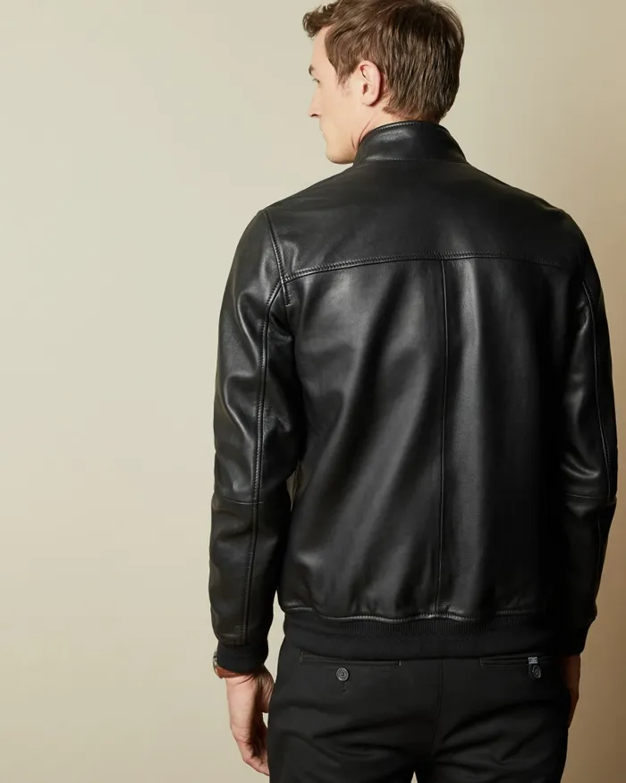 Men DWITE 8211 Leather Bomber Jacket Black Ted Baker Coats and Jackets Men DWITE 8211 Leather Bomber Jacket Black Ted Baker Coats and Jackets