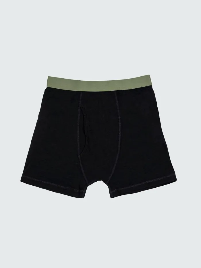 Men Eddy 20 Merino Wool Boxers Blackolive Finisterre Base Layers and Underwear