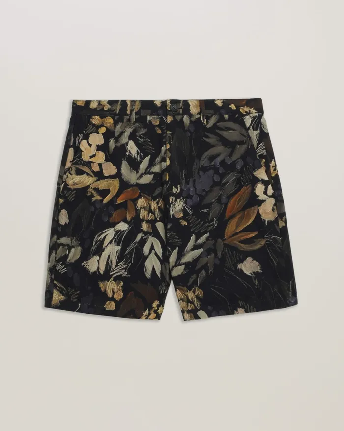 Men EMILIOS 8211 Slim Fit Printed Cotton Shorts Black Ted Baker Shorts