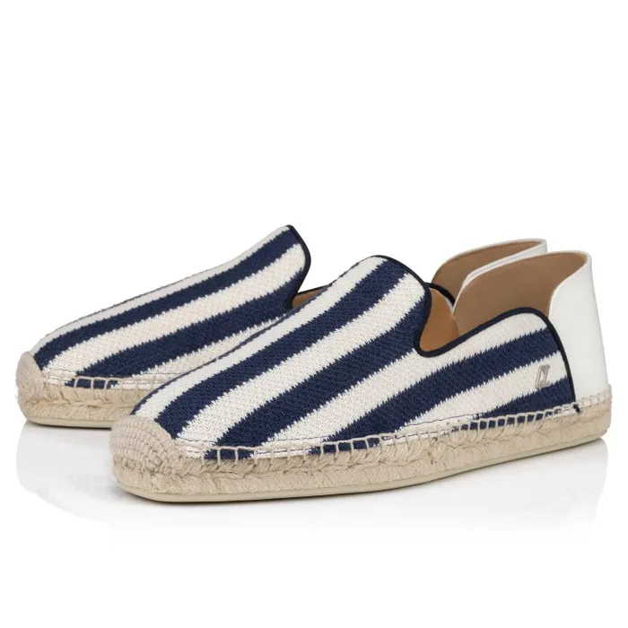 Men Espadon AC Espadrilles 8211 Malha Printed Fabric 8211 Blue Christian Louboutin Sandals and Espadrilles