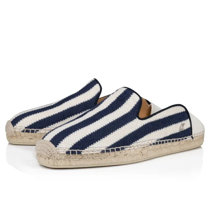 Men Espadon AC Espadrilles 8211 Malha Printed Fabric 8211 Blue Christian Louboutin Sandals and Espadrilles