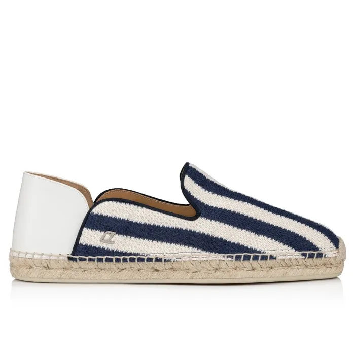 Men Espadon AC Espadrilles 8211 Malha Printed Fabric 8211 Blue Christian Louboutin Sandals and Espadrilles