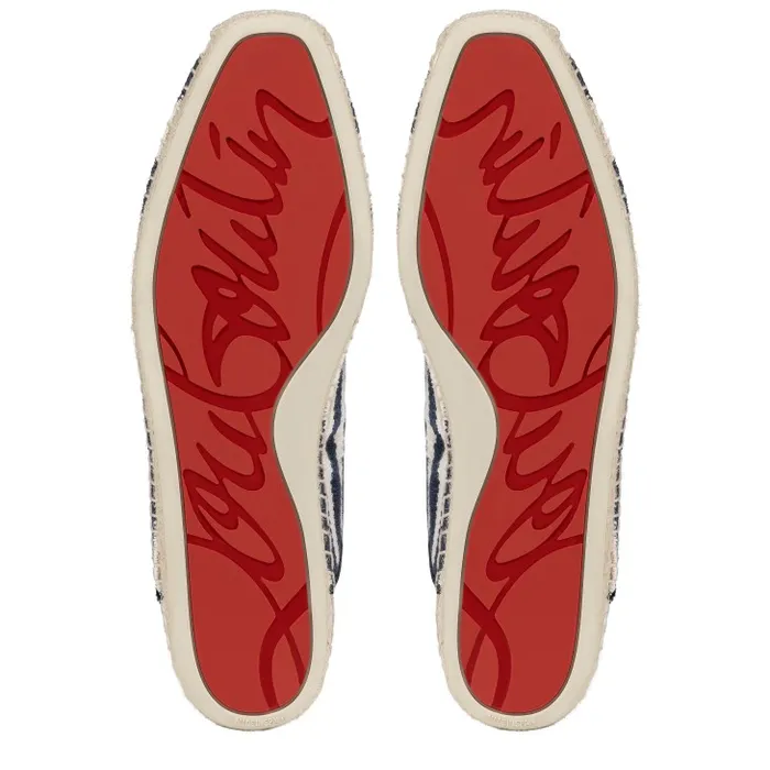 Men Espadon AC Espadrilles 8211 Malha Printed Fabric 8211 Blue Christian Louboutin Sandals and Espadrilles