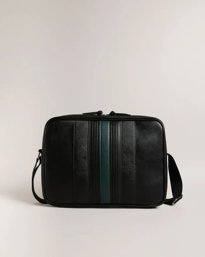 Men EVVAN 8211 Striped Faux Leather Crossbody Bag Black Ted Baker Document Bags Men EVVAN 8211 Striped Faux Leather Crossbody Bag Black Ted Baker Document Bags
