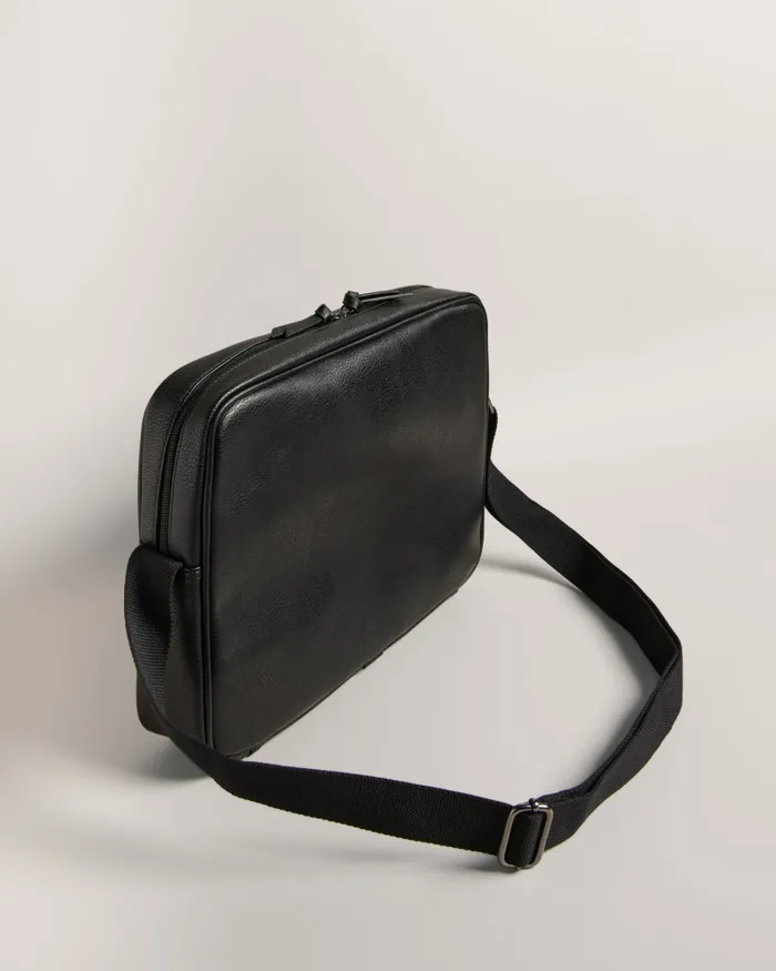 Men EVVAN 8211 Striped Faux Leather Crossbody Bag Black Ted Baker Document Bags Men EVVAN 8211 Striped Faux Leather Crossbody Bag Black Ted Baker Document Bags