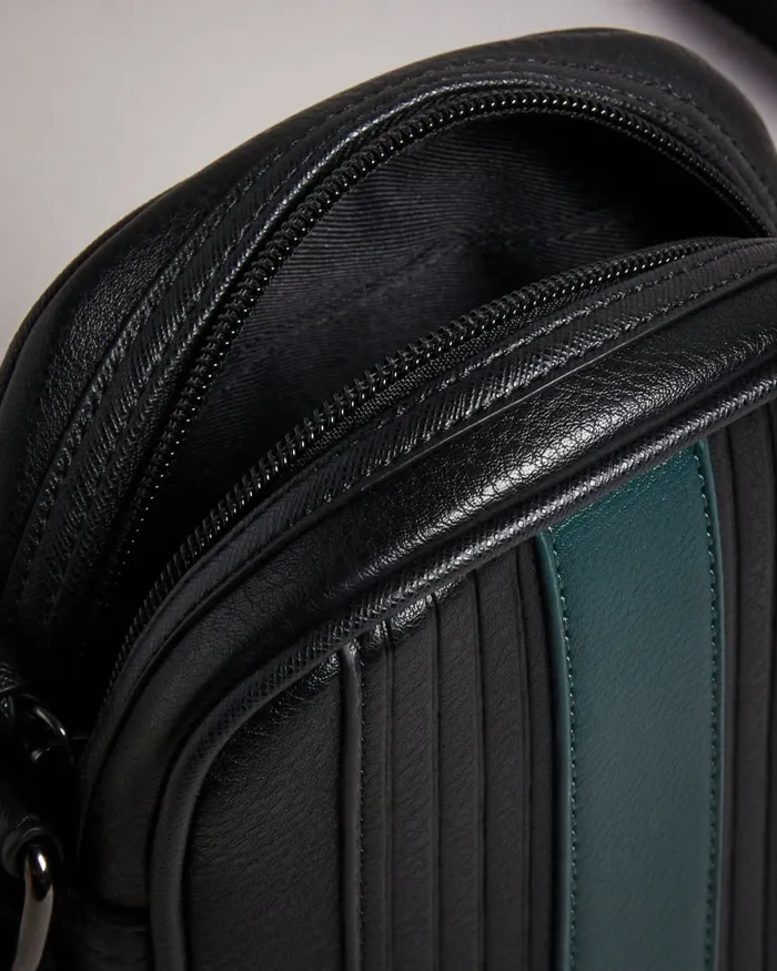 Men EVVER 8211 Striped PU Flight Bag Black Ted Baker Cross Body Bags