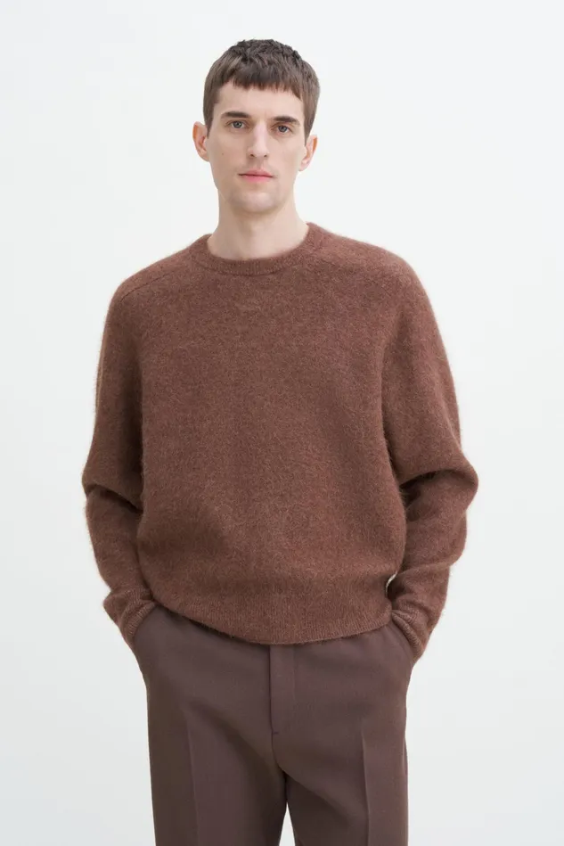 Men Fluffy Hammer Sleeve Sweater Mocha Filippa K Knitwear