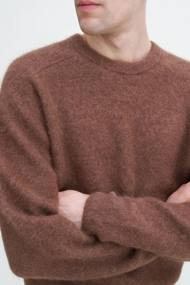 Men Fluffy Hammer Sleeve Sweater Mocha Filippa K Knitwear