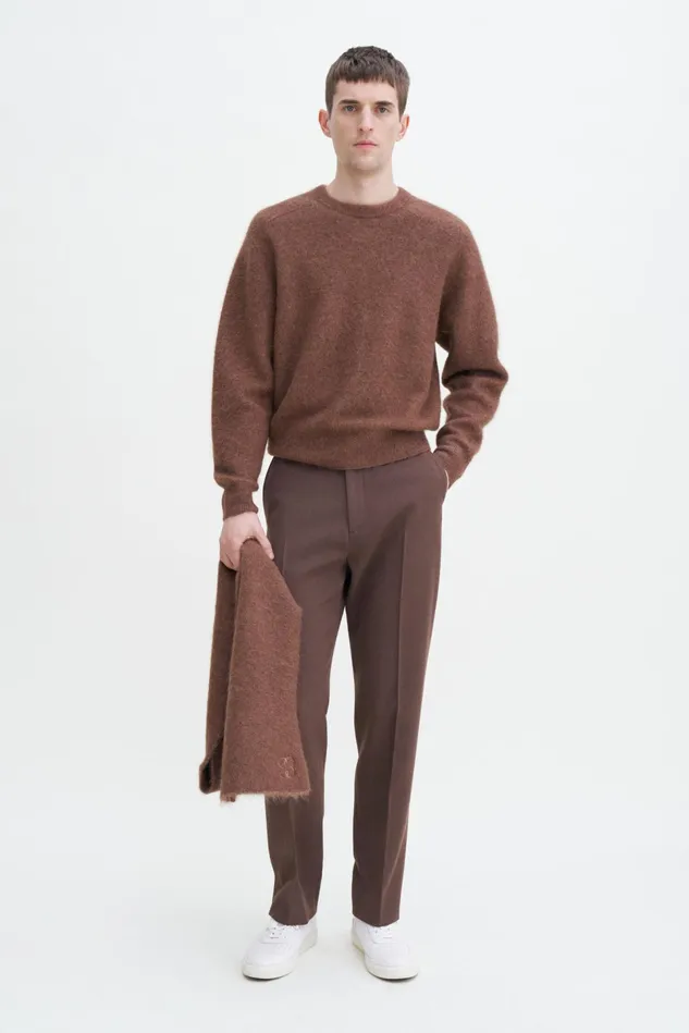 Men Fluffy Hammer Sleeve Sweater Mocha Filippa K Knitwear