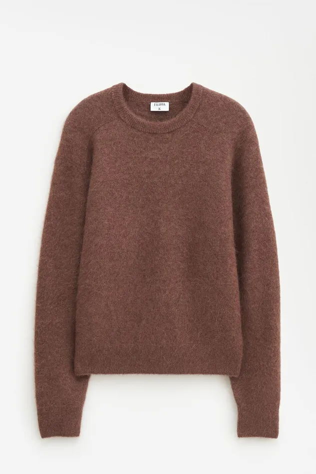 Men Fluffy Hammer Sleeve Sweater Mocha Filippa K Knitwear