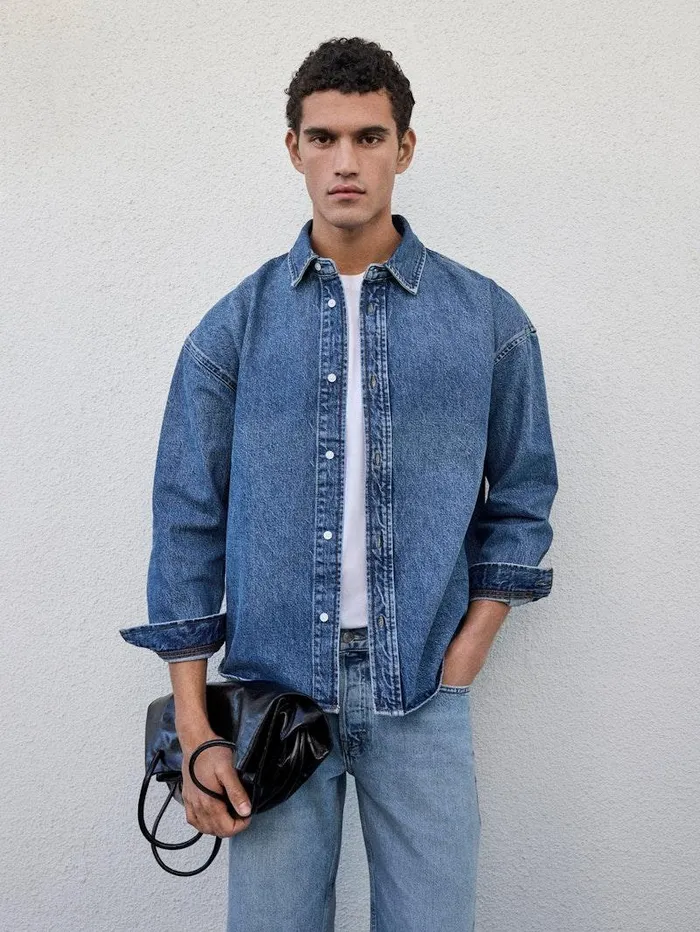 Men FRAME Denim Shirts Relaxed Heavy Denim Shirt Men FRAME Denim Shirts Relaxed Heavy Denim Shirt