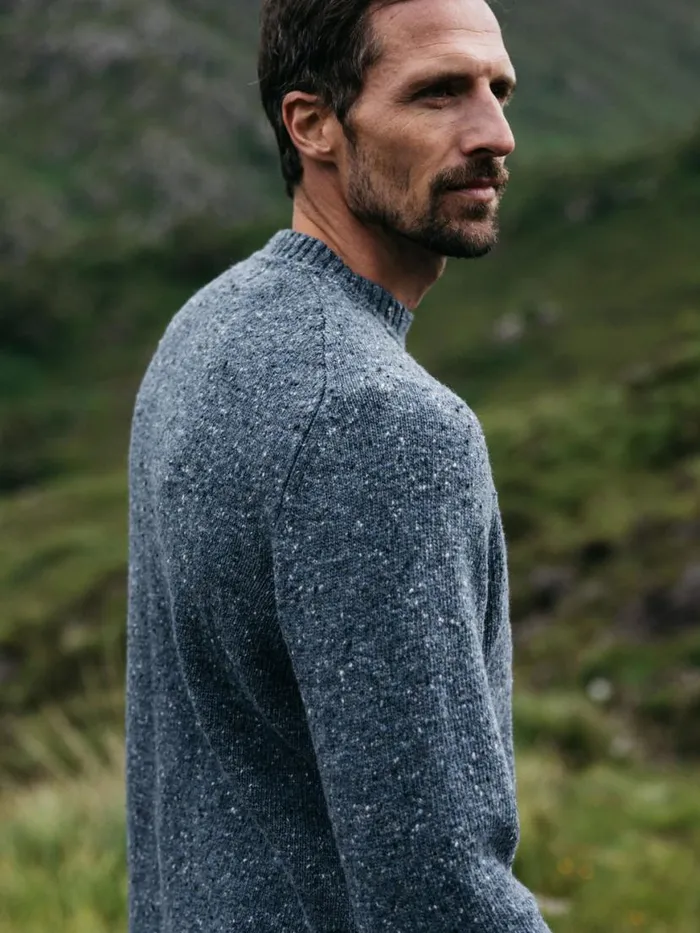 Men Furlong Crew Jumper Indigo Blue Finisterre Knitwear