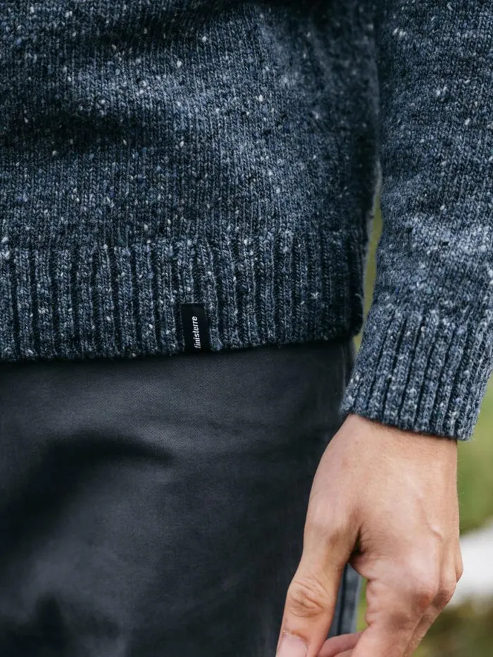 Men Furlong Crew Jumper Indigo Blue Finisterre Knitwear