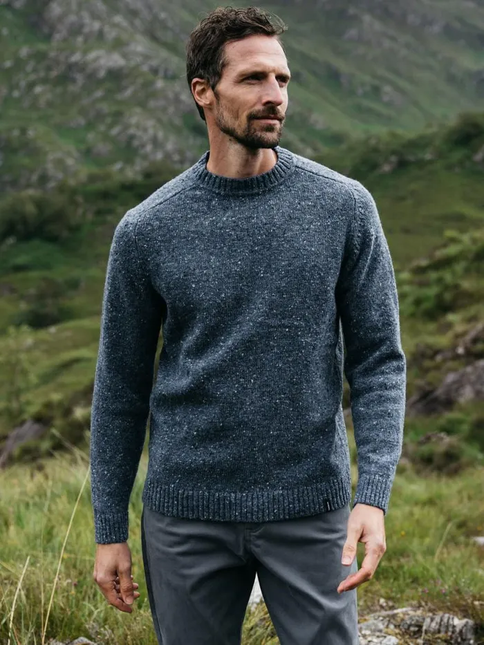 Men Furlong Crew Jumper Indigo Blue Finisterre Knitwear