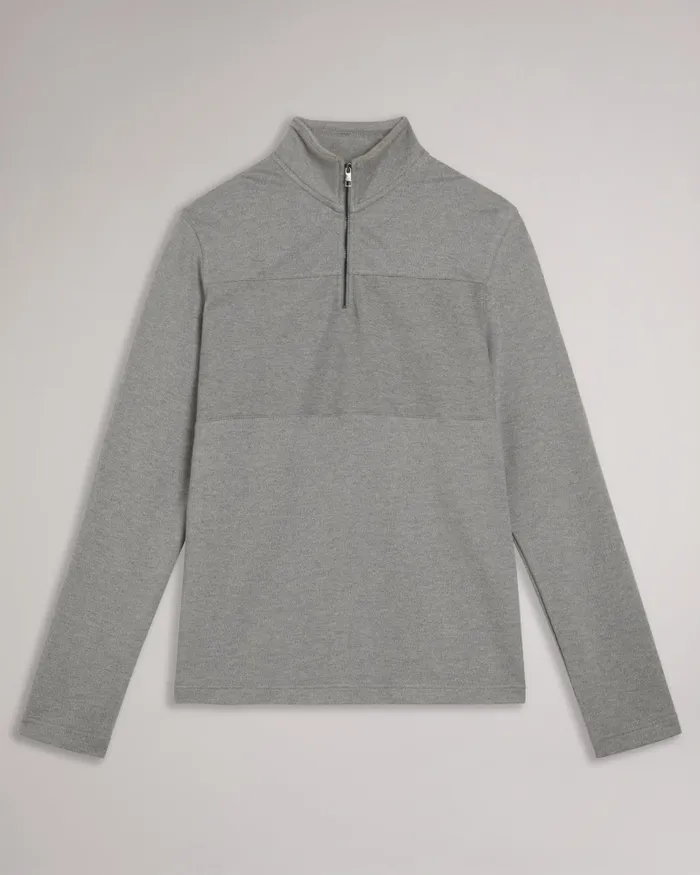Men GAZINE 8211 Long Sleeve Half Zip Pullover Grey Ted Baker Jumpers and Knitwear