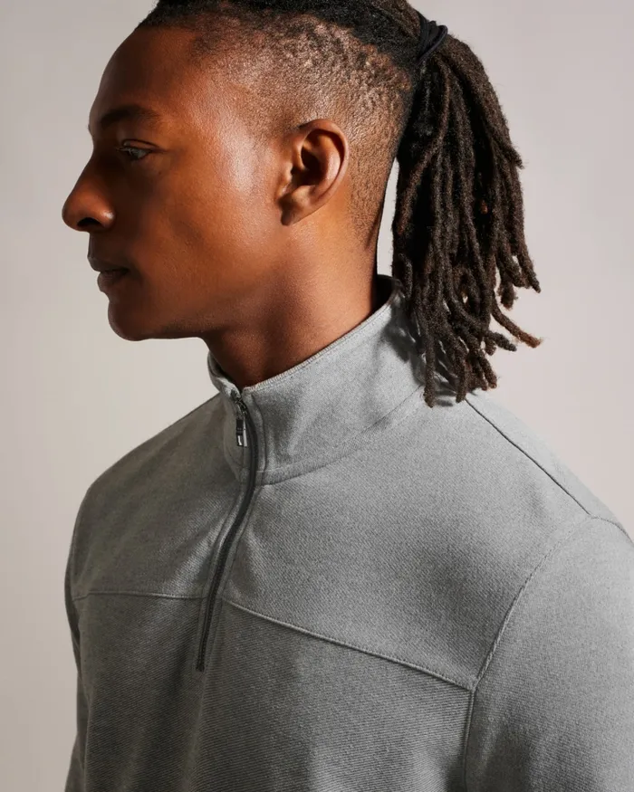 Men GAZINE 8211 Long Sleeve Half Zip Pullover Grey Ted Baker Jumpers and Knitwear Men GAZINE 8211 Long Sleeve Half Zip Pullover Grey Ted Baker Jumpers and Knitwear