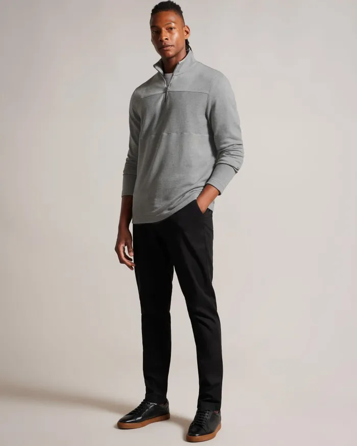 Men GAZINE 8211 Long Sleeve Half Zip Pullover Grey Ted Baker Jumpers and Knitwear Men GAZINE 8211 Long Sleeve Half Zip Pullover Grey Ted Baker Jumpers and Knitwear